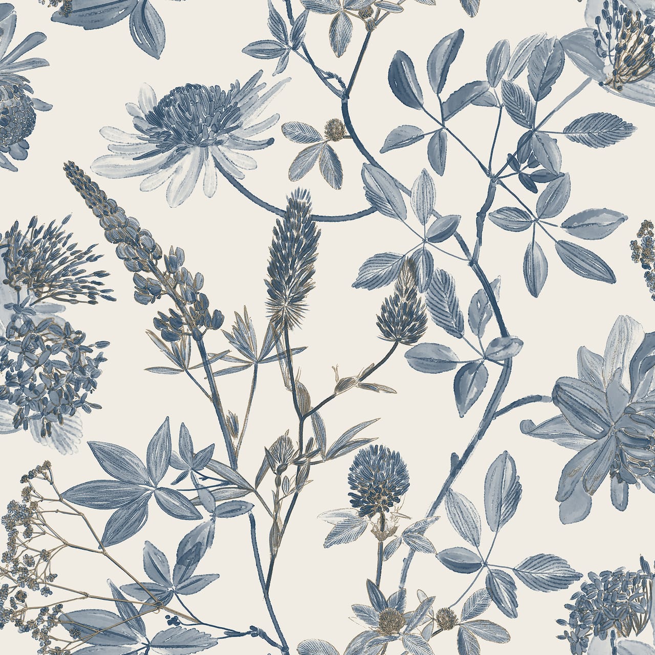 Designs Direct Botanical Blueprint Painterly Branches Wallpaper